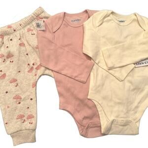 Old Navy Baby Girl Bodysuit Bundle 3 Pc NWT 12-18M Pink Floral Cotton